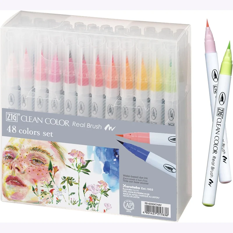 Set Kuretake ZIG Clean Color Real Brush 48 couleurs